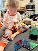 18th Apr 2022 - Playing with her magnatiles!