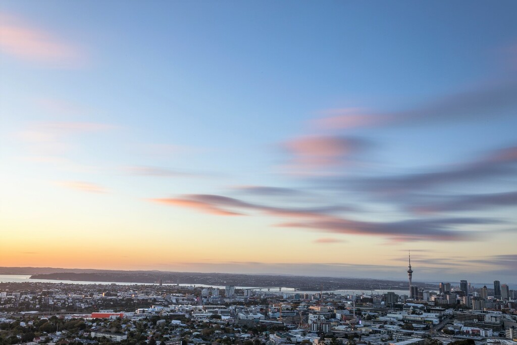 Sun setting over Auckland by creative_shots