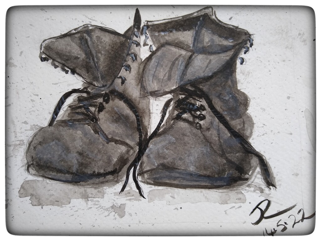 More Boots ( in graphite, ink & acrylic) by artsygang