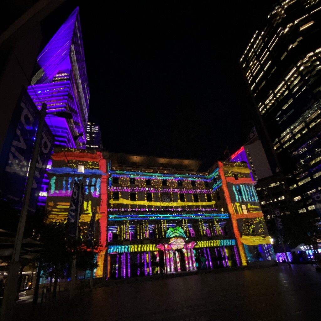 Customs House Building lit up by Vivid light show.  by johnfalconer