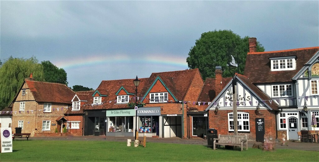 Rainbow over the village green by anitaw