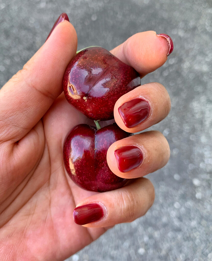 Big cherries matching my nails.  by cocobella