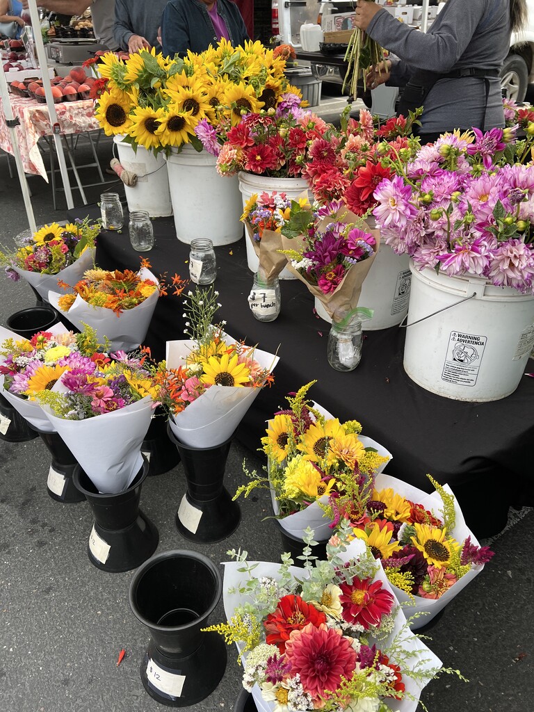Flowers and Peaches at the Farmers’ Market by shutterbug49