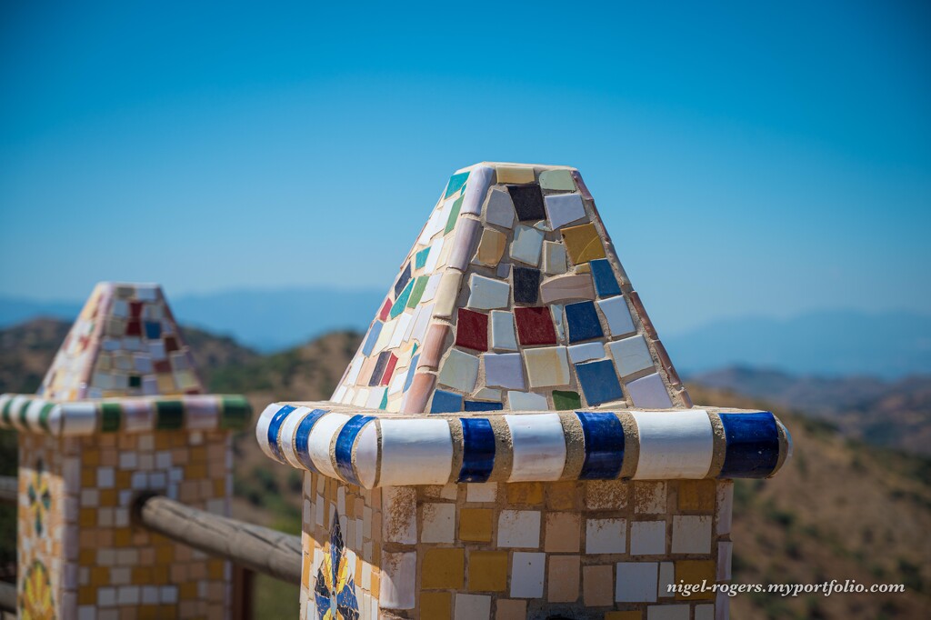 Spanish tiled fence posts by nigelrogers