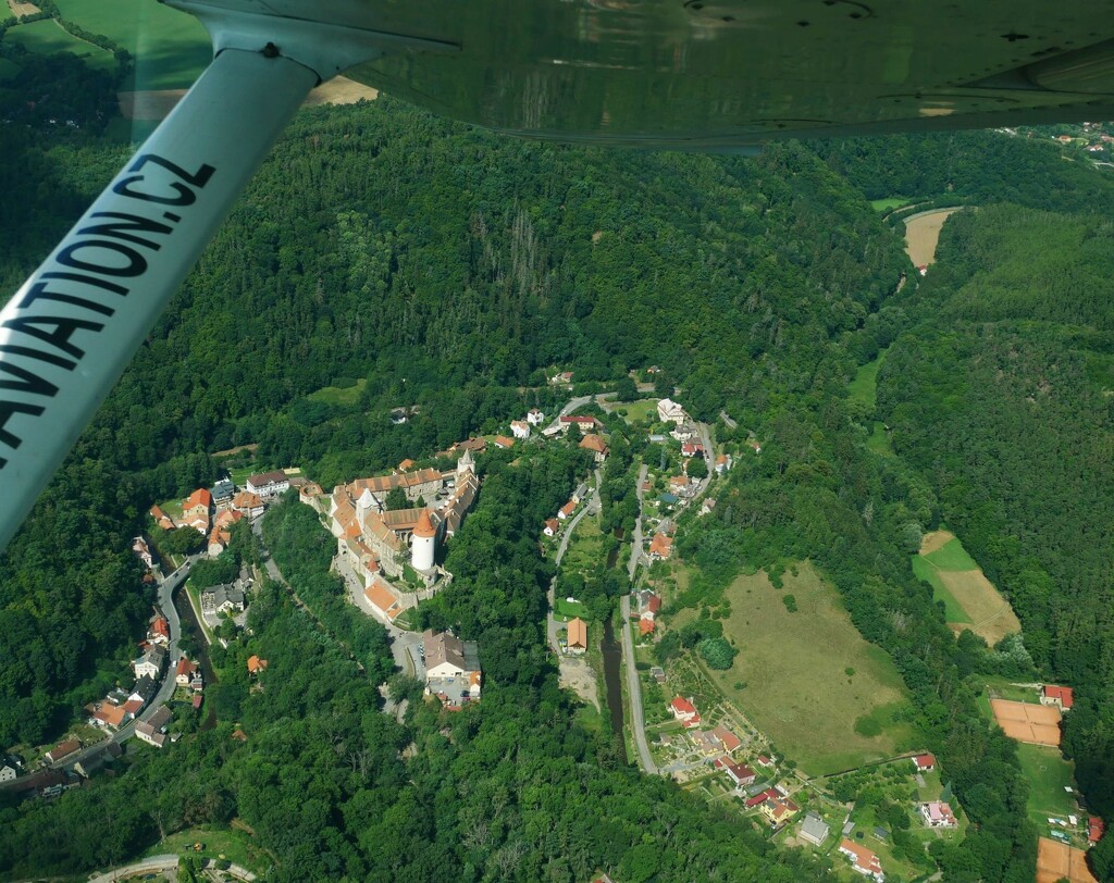 Aerial view of the Krivoklat castle by ivanc