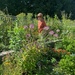 Sheila checking on the garden at our library