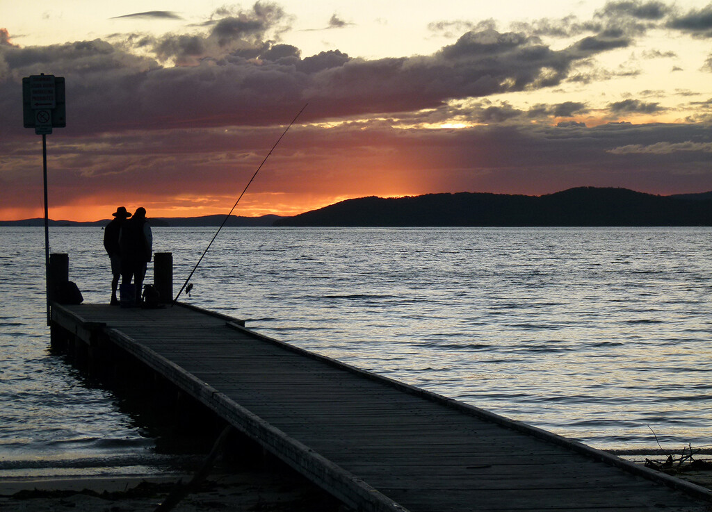  5.17 pm Fishing at Sunset by onewing