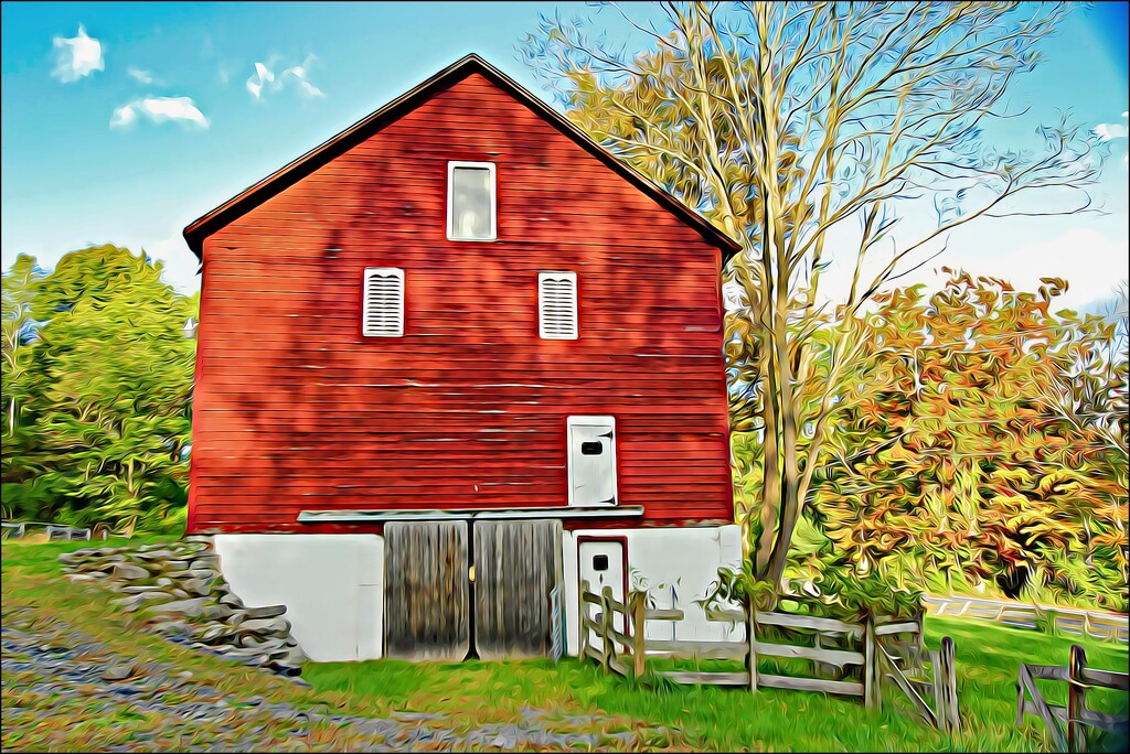 The Red Barn in Brighter Days by olivetreeann