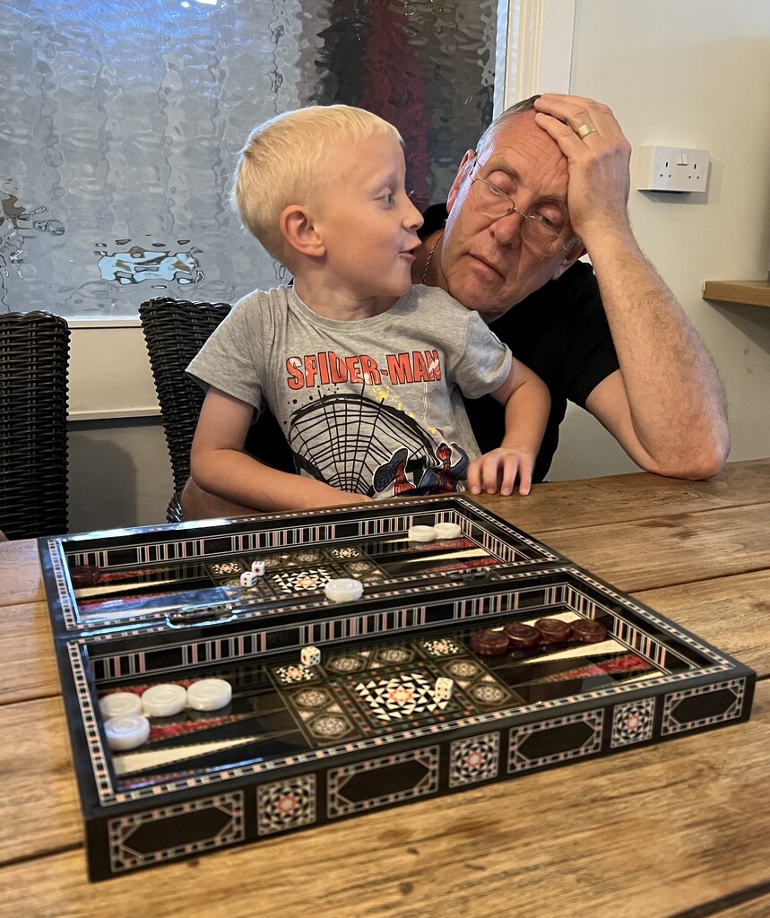 Teaching Grandpa to play backgammon 😉 by tinley23