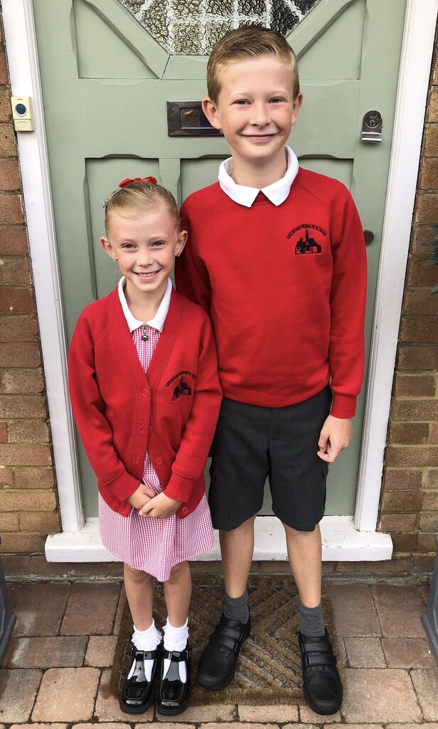 First Day Back at School for Finley and Niamh by susiemc