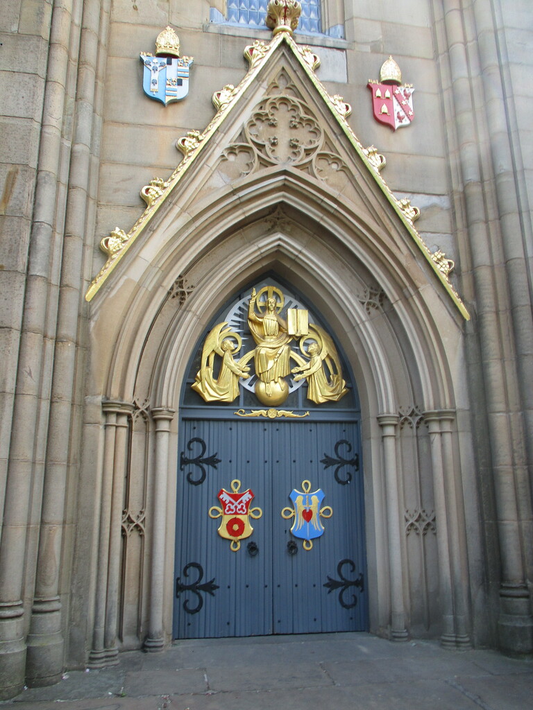 Blackburn Cathedral A detail of the front door. by grace55