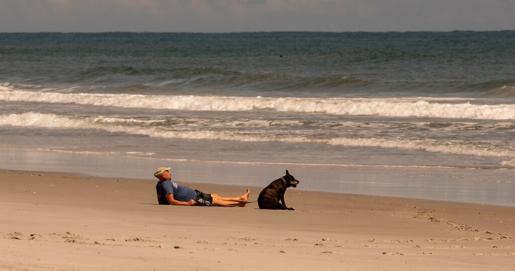 Man and His Dog, Relaxing on the Beach! by rickster549