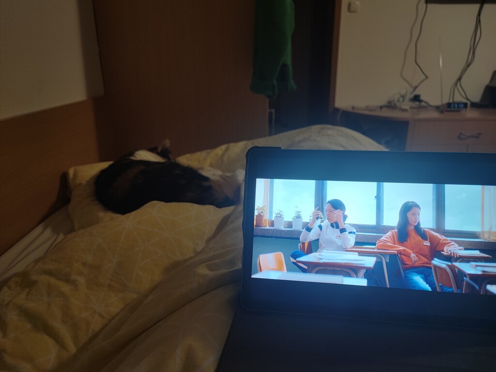 Watching korean movie before sleep by nami