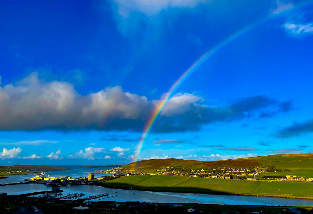 Rainbow Over Scalloway by lifeat60degrees