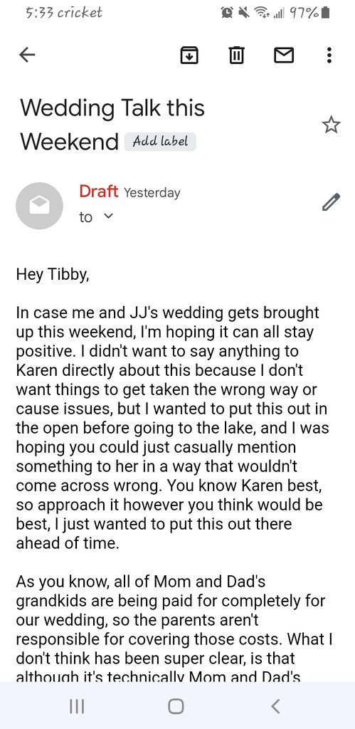 Drafted email to Tim by jill2022