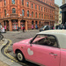 A pink car with a heart.  by cocobella