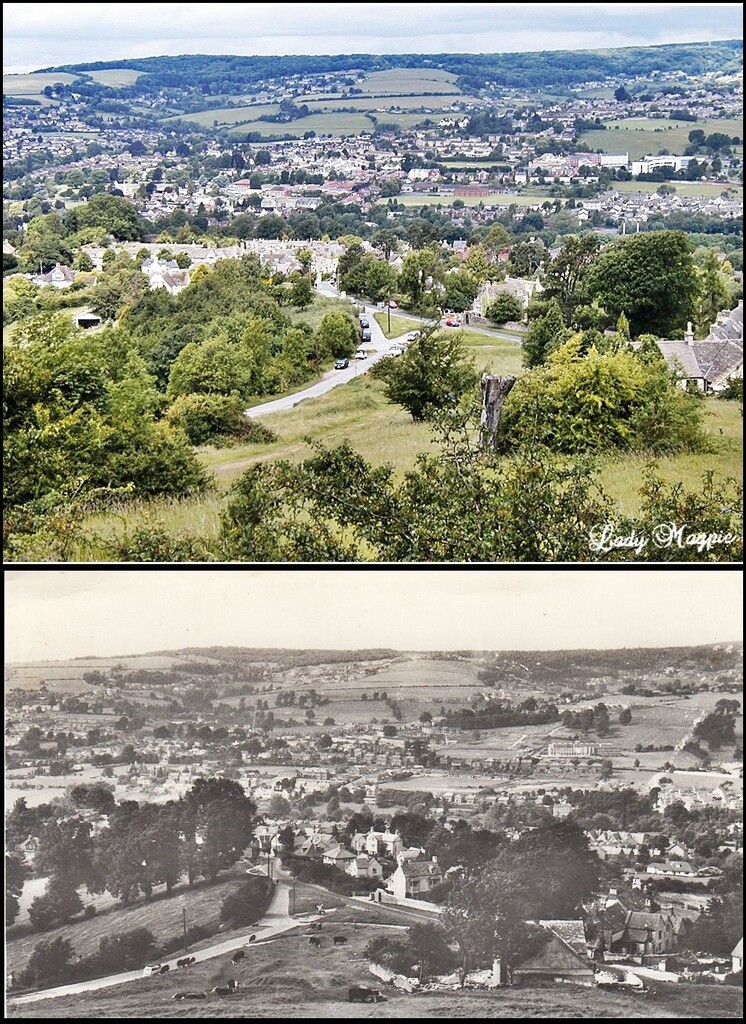 Now and Then, A View from Rodborough Common. by ladymagpie