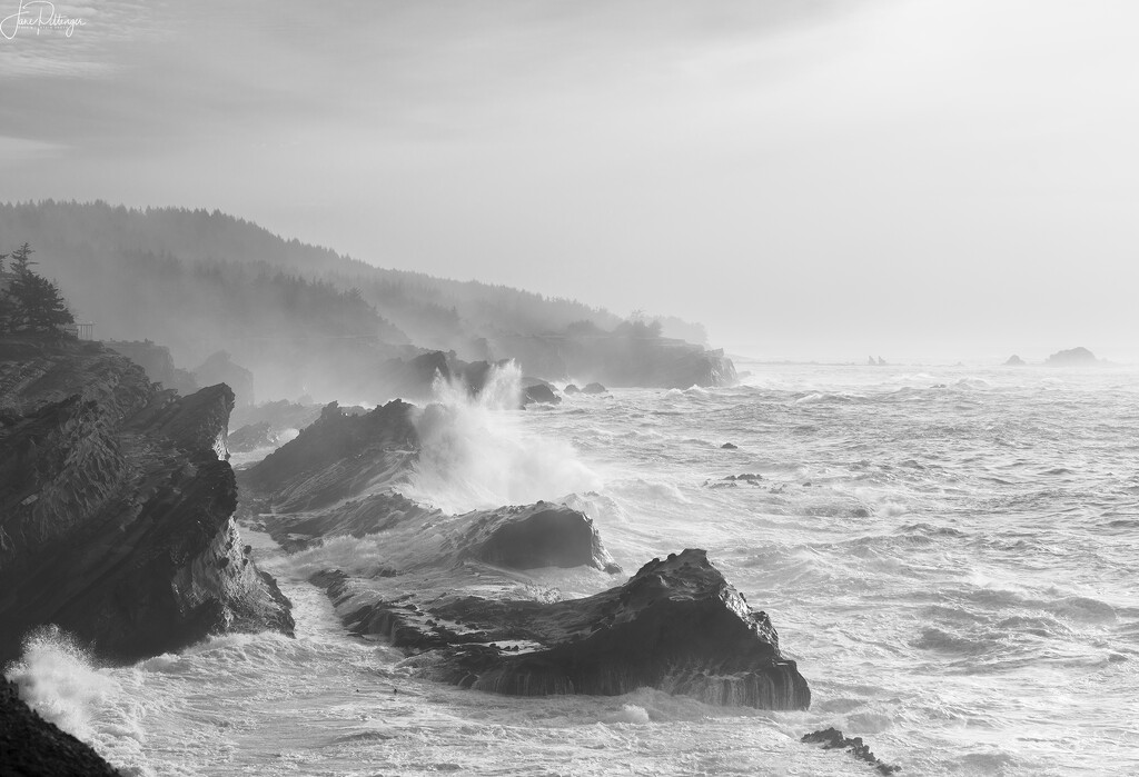 Black and White Stormy Sea by jgpittenger