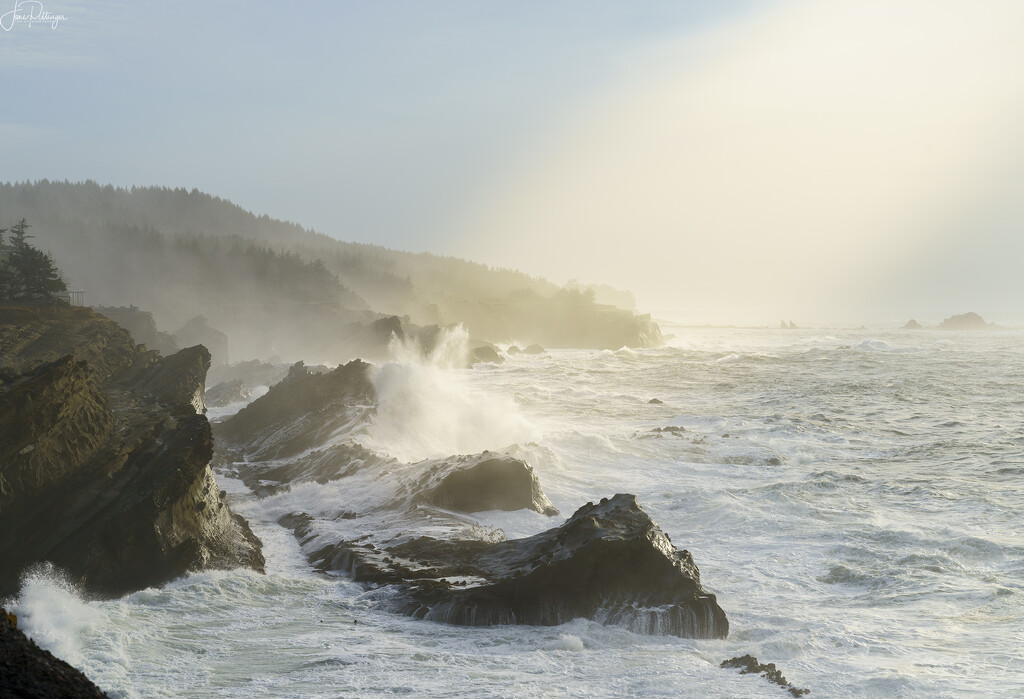 Stormy Sea At Shore Acres  by jgpittenger