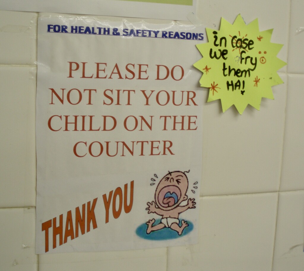 Please do not sit your child on the counter! by philm666