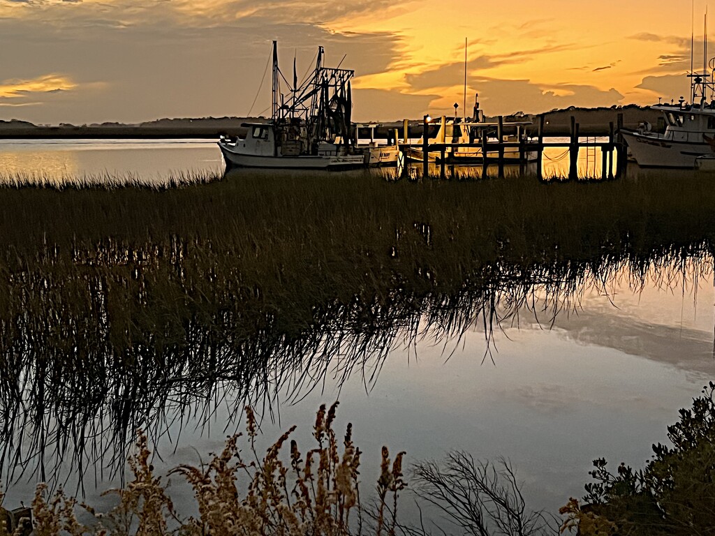 Shrimp boat at sunset by congaree