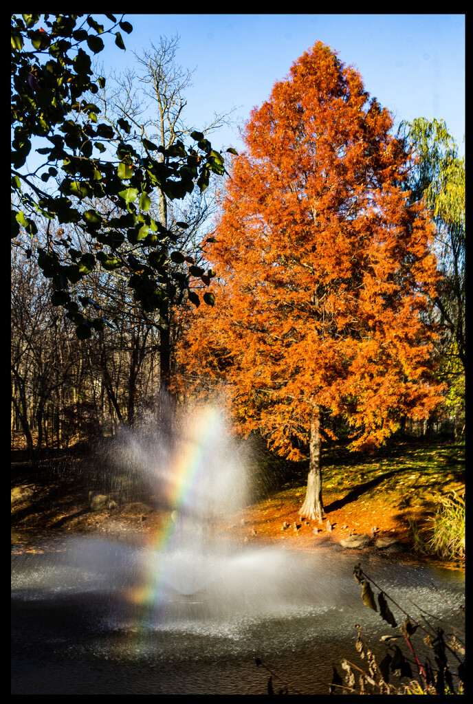 Rainbow in the Fountain by hjbenson