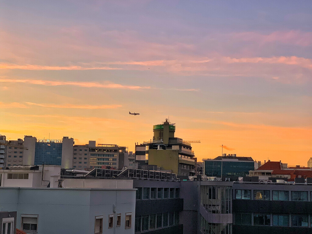 Sunset and plane.  by cocobella