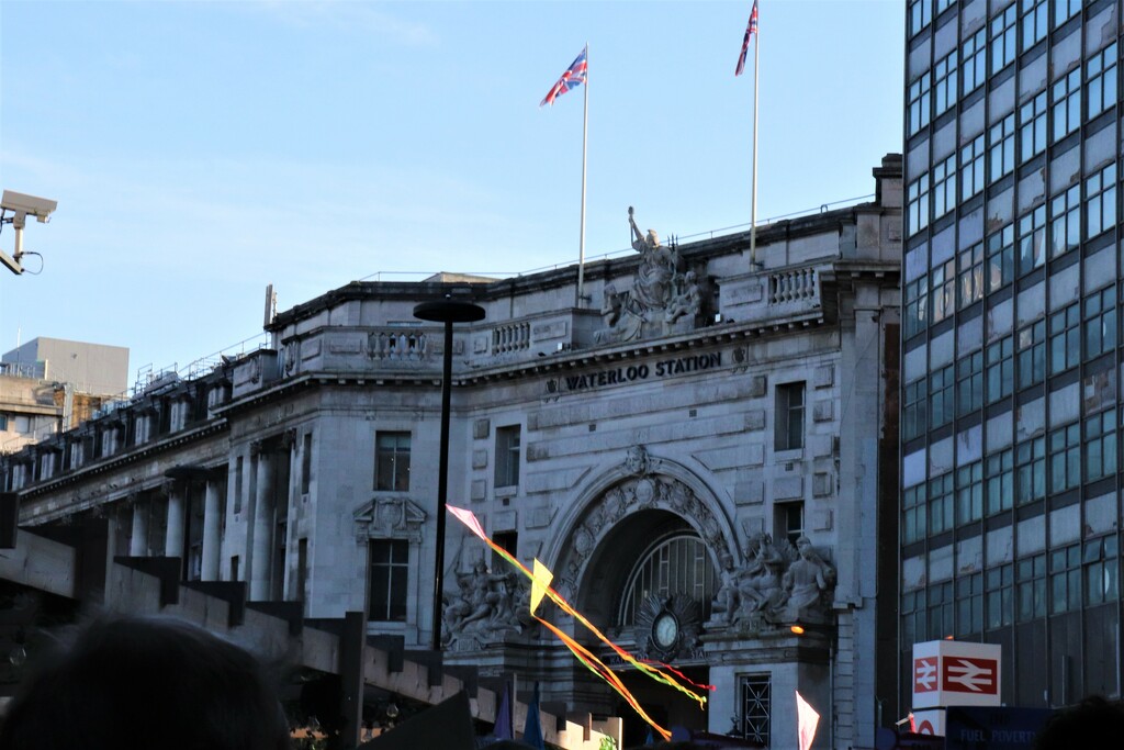 Waterloo Station with kites. A demonstration to co-incide with the COP summit was going by by 365jgh