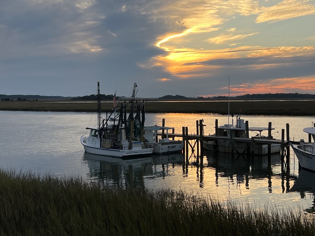 Shrimp boat and sunset by congaree