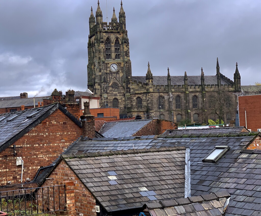 Roofscape with St Mary's Church, Stockport by philm666