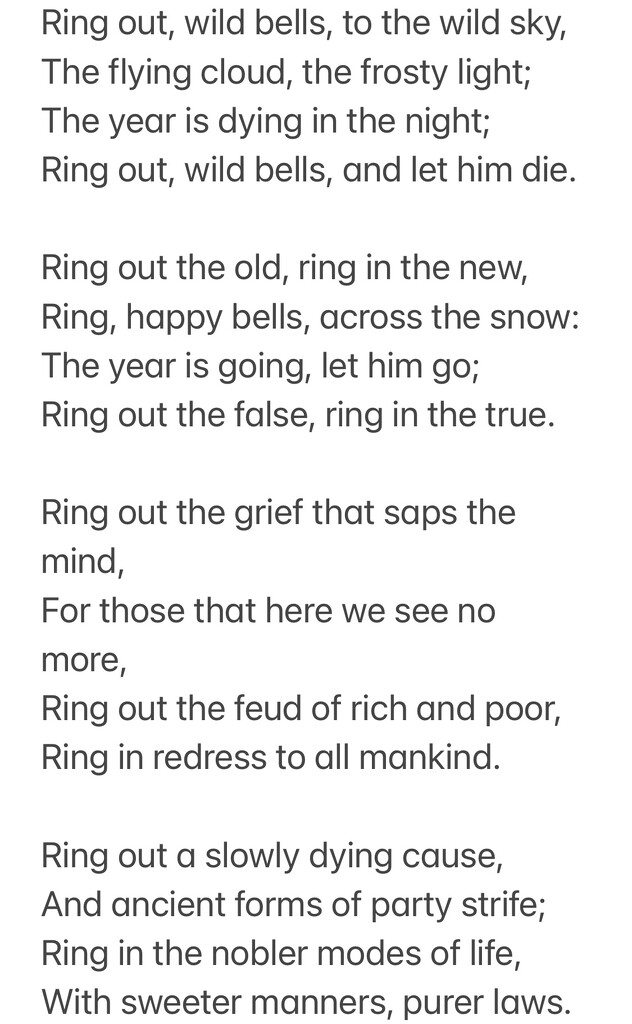 Ring Out, Wild Bells (1850) by Alfred, Lord Tennyson by susanwade