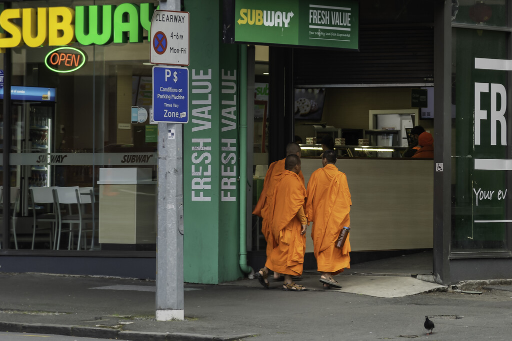 Even Buddhist Monks Enjoy Subway Sandwiches by nickspicsnz