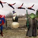 Superman, Yoda and MoneyBags in a Field by 30pics4jackiesdiamond