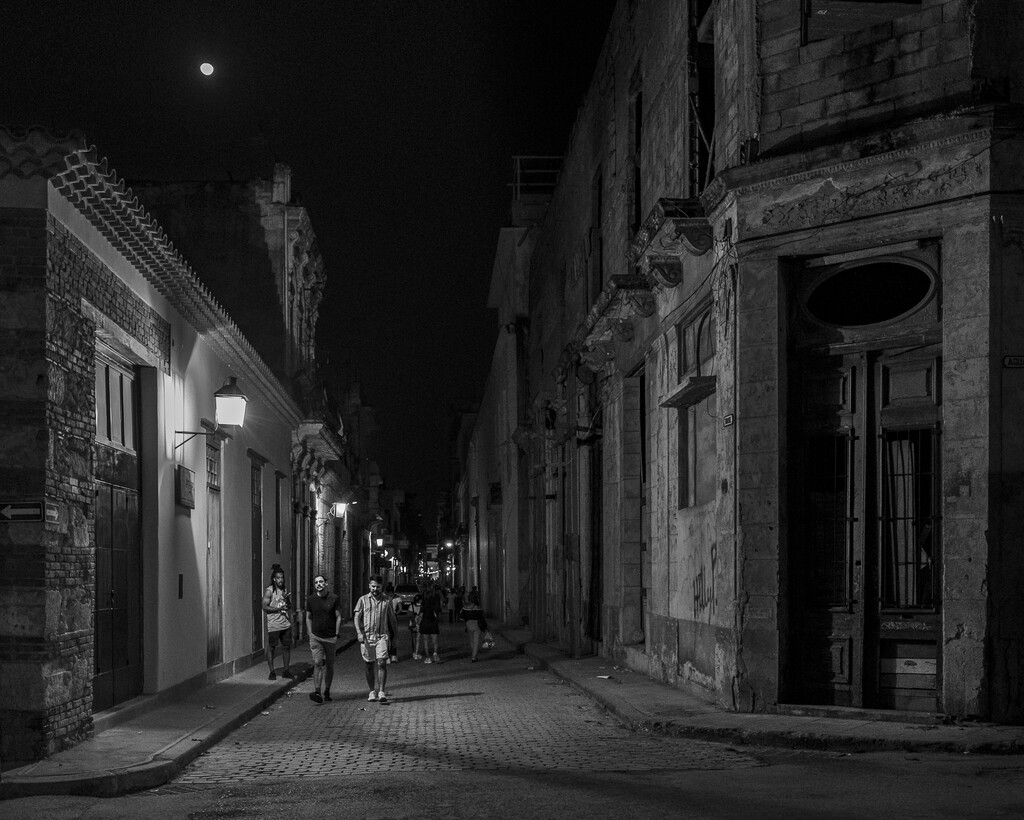 The moon, the street, and people walking by jyokota