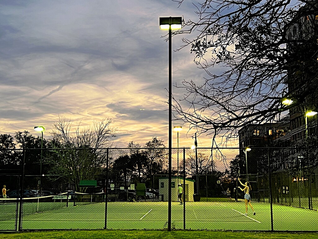 Evening sets in at the tennis court by congaree