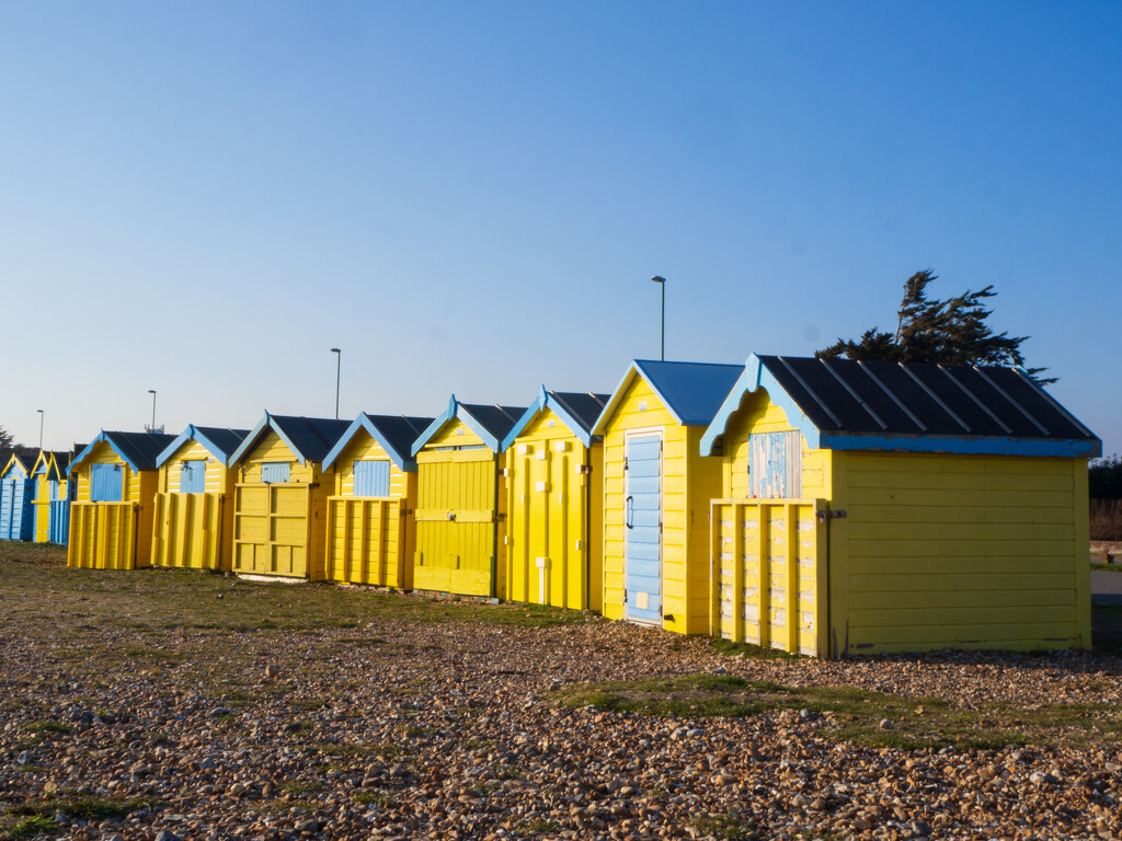 yellow beach huts by josiegilbert