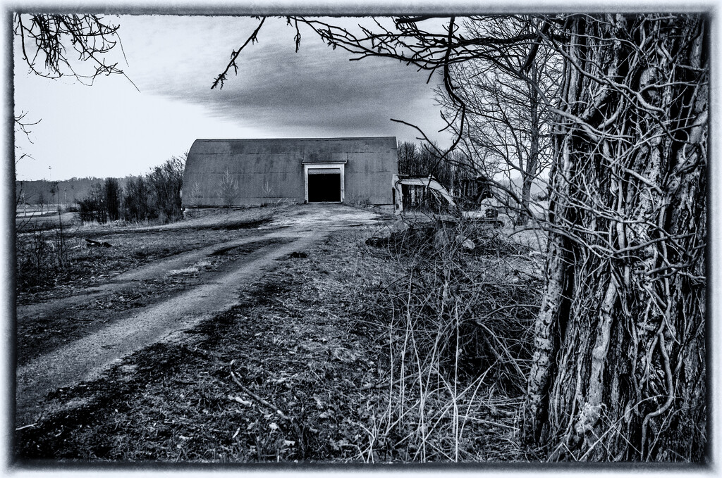Barn at Braun Farm still stands ...but not for long (very nice on black) by ggshearron