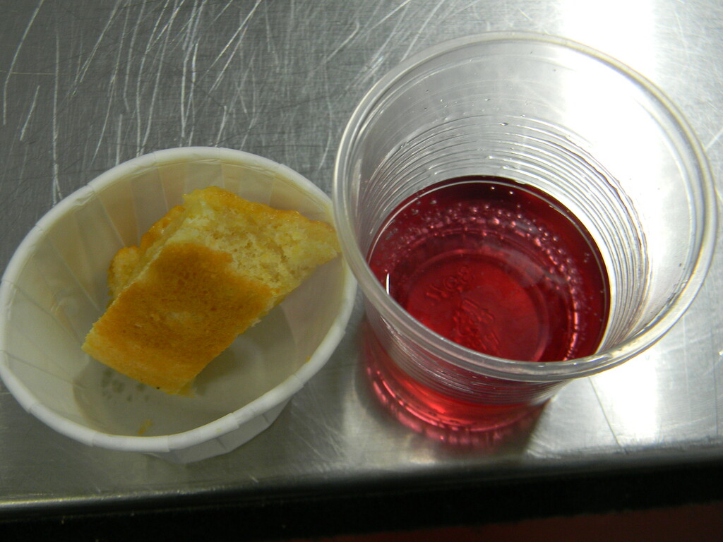 Cornbread and Raspberry-Acai Drink at BJ's by sfeldphotos