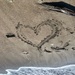 Heart on almond tree beach. 