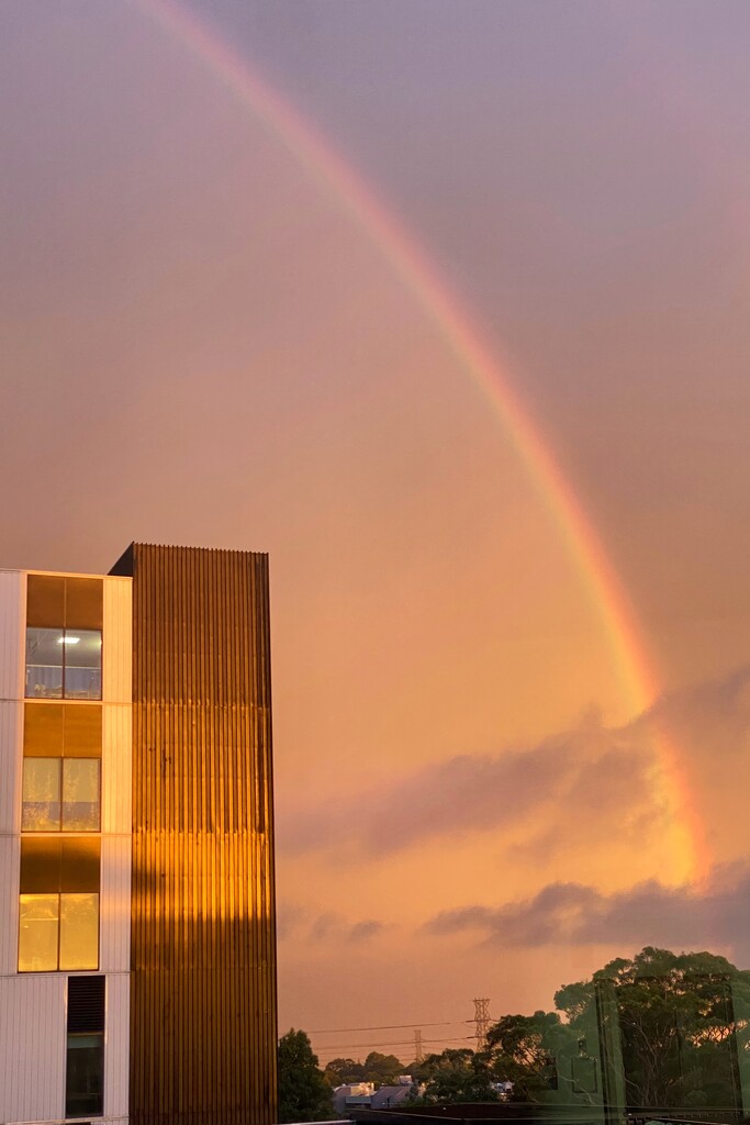 Rainbow from Hospital window. I notice the sort of “two tone sky”? by johnfalconer