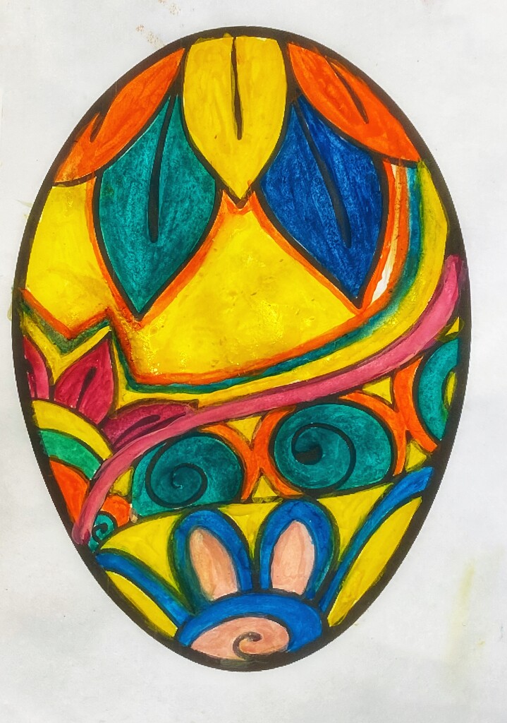 An Easter egg drawing done by my fellow patient today. (I got her permission to post this photo.) by johnfalconer
