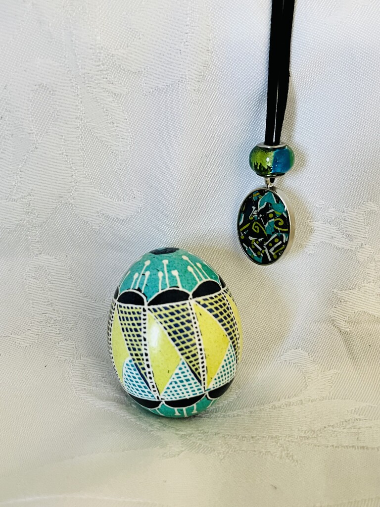 Mosaic necklace and egg Teal by pennyrae