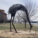 Crane sculpture found on an urban trail by mltrotter