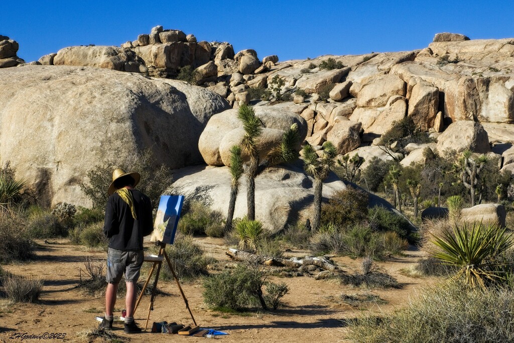LHG_0311Artist on the trail at Joshua Tree -tree of life by rontu
