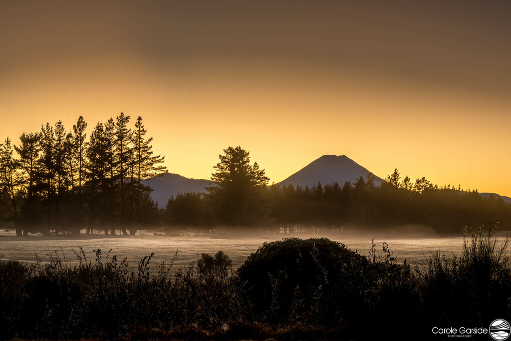 Mount Ngauruhoe, sunrise and mist by yorkshirekiwi