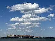 3rd May 2023 - Container cargo ship leaving Charleston  Harbor
