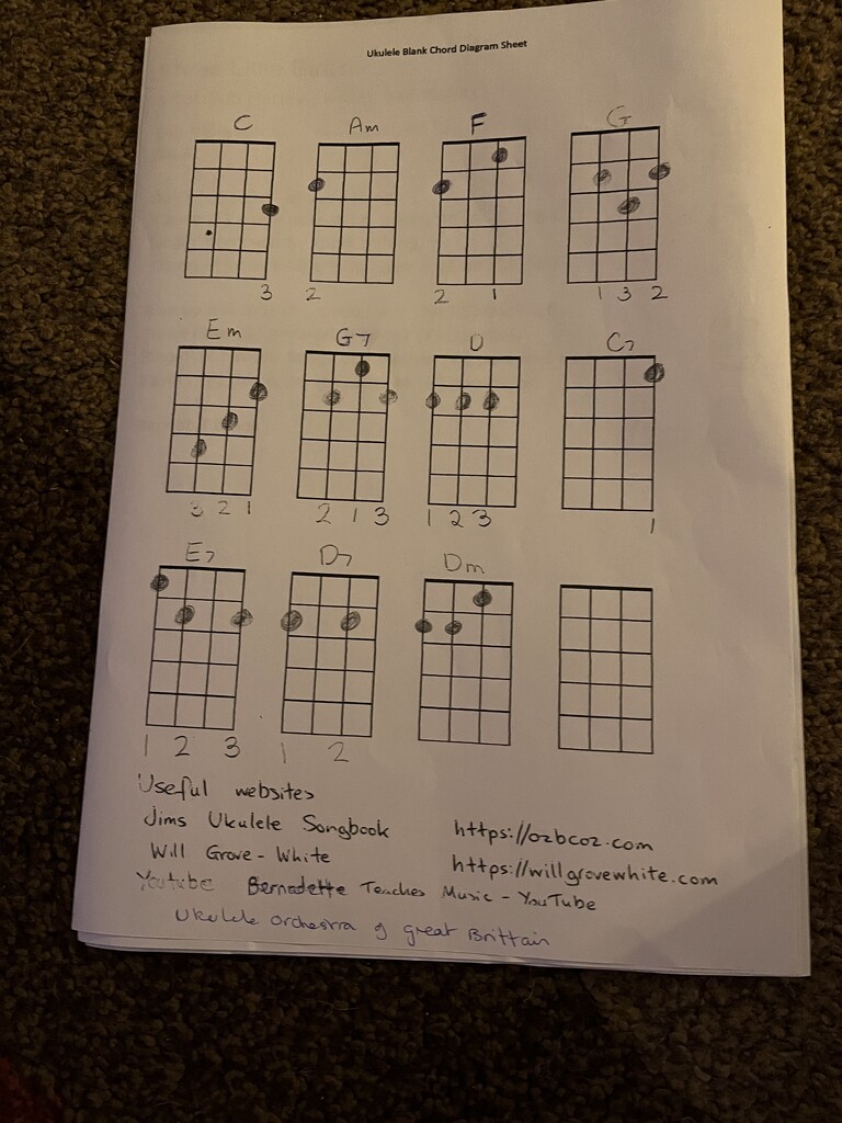 Ukulele chord sheet for beginners!!! by anne2013