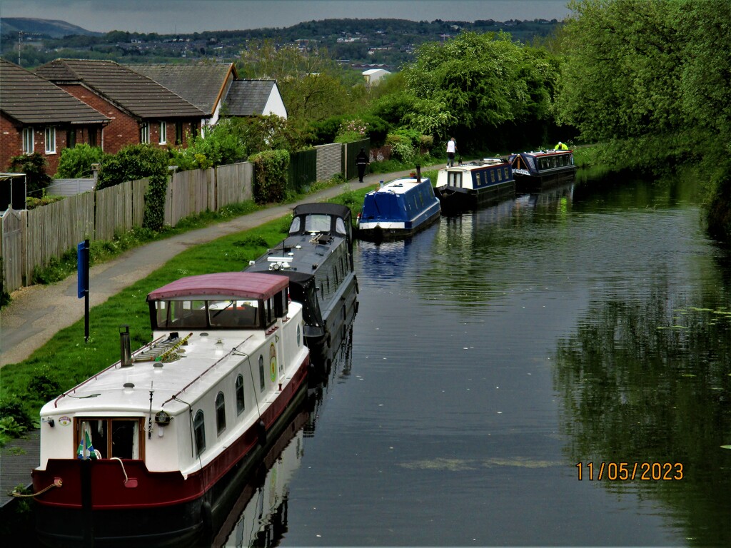 Moored up narrowboats. Leeds Liverpool canal. Rishton. by grace55