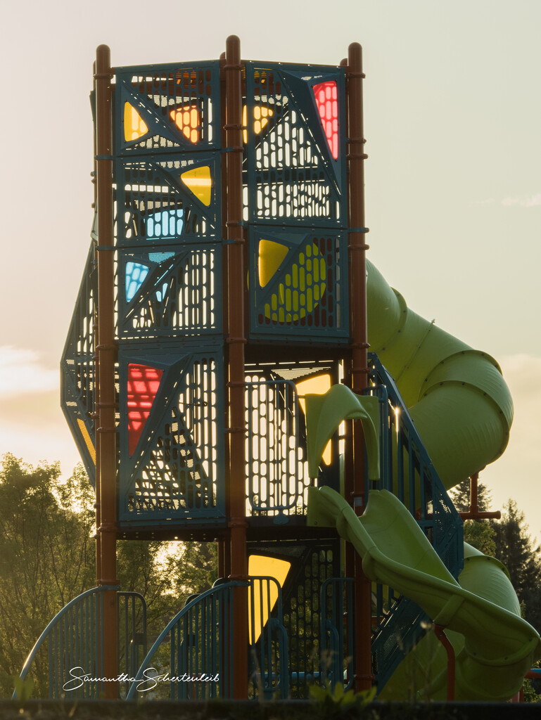 Playground at sunset by sschertenleib