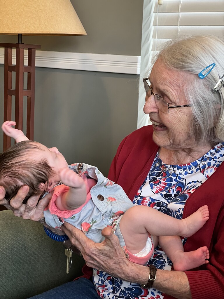 My Aunt Meets Her First Great Grandchild by calm